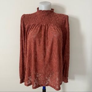 Cupio Rust-Colored Lace Blouse
